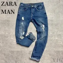 ザラ マン ZARA MAN スキニー クラッシュ カットオフ デニム 30