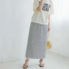 新品未使用 コカ coca ロングスカート ボーダー スリット入り