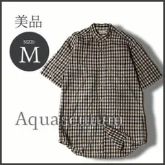 アクアスキュータム 英国チェック柄 マオカラーシャツ M 美品 ヴィンテージのサムネイル