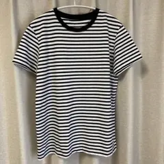 無印良品　半袖ボーダーレディースTシャツ　黒のサムネイル