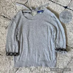 【美品✨】バーバリーブルーレーベル　カットソー　バックリボン　ロゴ刺繍　38 M