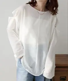 【新品】Discoat ディスコート　シアー肩開きプルオーバー　オフホワイト　F