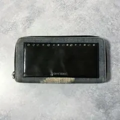 ディーゼル　デニム　ダメージ加工　スタッズ　ラウンドファスナー　財布