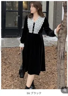 【タグ付美品】ベルベットワンピース 4L