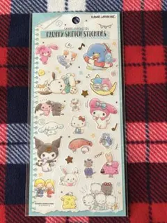 サンリオキャラクターズ　フラッフィースケッチステッカーズ　カミオジャパン