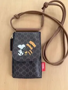 PEANUTS スヌーピー スマホショルダー ブラウン系