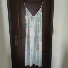 H&M水色 花柄 キャミワンピース ロング丈