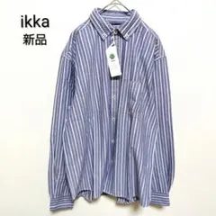 新品　ikka イッカ　オックスストライプボタンダウンシャツ　L　メンズのサムネイル