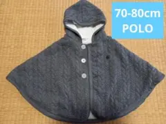 グレー フード付き ベビーポンチョ 70-80cm　POLO