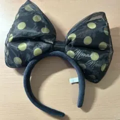 ミニーマウス カチューシャ 黒金水玉