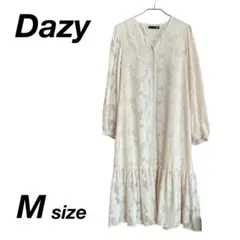 【新品】Dazy 長袖花柄ジャガードティアードワンピース アイボリー ゆったり