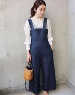 デニム ワイドレッグ サロペット