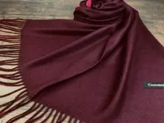 カシミア 無地×無地 リバーシブル 大判 ストール ボルドーブラック系