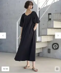 ユナイテッドアローズ フィット＆フレア ワンピース チェック ネイビー