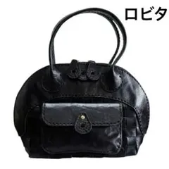 【美品‼️】Robitaブラックレザー 編み込みデザイン トートバッグ