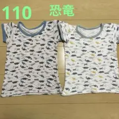 110 肌着　インナー　恐竜柄アンダーシャツ　2枚セット 綿100パー背　キルト