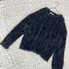 BROWNY STANDARD （F）ファー素材 ブラック長袖セーター 秋冬
