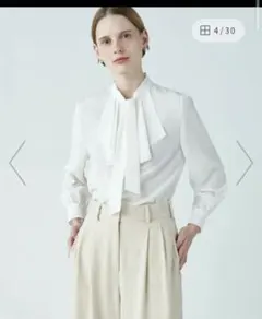 美品トゥモローランド　Ballsey クリアデシンフリルボウタイブラウス