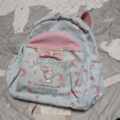 マイメロディ　リュック　水色　薔薇柄