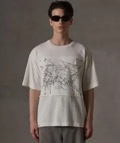 【GRANCY】スクリブル グラフィック ピグメント Tシャツ ホワイト