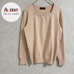 ru アールユー　長袖ニット　セーター　スクエアネック　ラメ　ウール混　ピンク