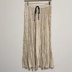ZARA ドット柄 プリーツロングスカート ウエストゴム Mサイズ 美品
