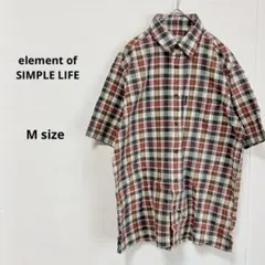 element of SIMPLE LIFE チェック柄シャツ　M 麻混　半袖