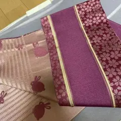リバーシブル半幅帯 桜と流水文様 - メルカリ