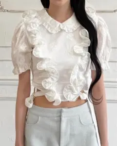 Treat urself Peony ribbon frill blouseのサムネイル