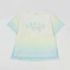美品メゾピアノ グラデーションメッシュレイヤードTシャツ140ミント130白