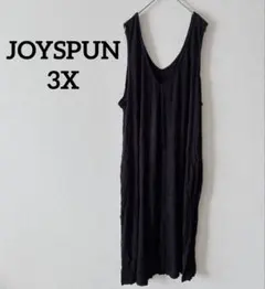 JOYSPUN 【3X】黒 ノースリーブ Vネック ワンピース レディース