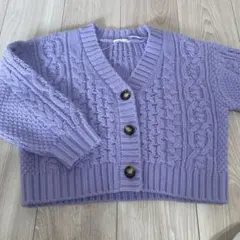 GUラベンダー ケーブル編み カーディガン 130