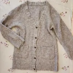 グレー ボタン付きカーディガン 長袖