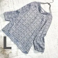 【極美品】ドレスキップ ウィンドウペンチェック ブラウス Vネック L