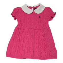 ラルフローレン ケーブル編み 丸襟サマーニットワンピース ピンク ベビー