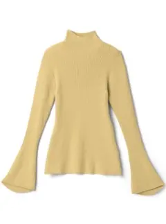 GRL ハイネックベルスリーブリブニットトップス [k9064b] イエロー