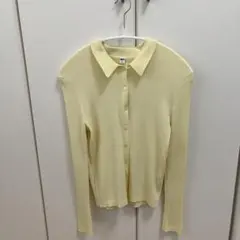 UNIQLO リブポロカーディガン　レモンイエロー