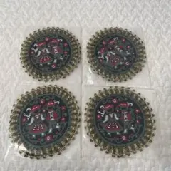 ヨーロッパ土産 刺繍コースター4枚セット新品