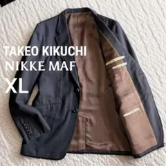 美品 タケオキクチ メリノウール ストライプ テーラードジャケット ネイビー