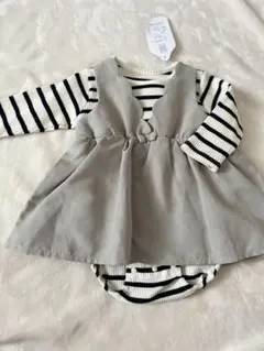 ママラク　ロンパース 70cm ストライプ柄