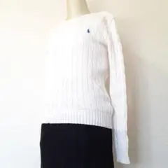 美品☆POLO RALPH LAUREN ケーブル編みニット 白 綿100%