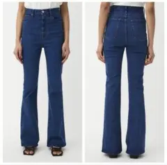 MOUSSY HW Rebirth FLARE L／BLUデニムパンツ/24