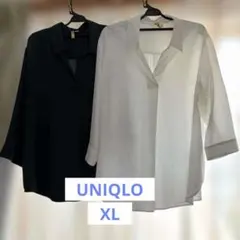 ユニクロ　XL シャツ　7分丈　スキッパー　ブラウス　ホワイト　白