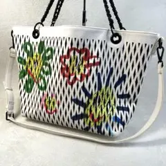 Desigual デシグアル 2WAY ショルダー トートバッグ パンチング 白のサムネイル