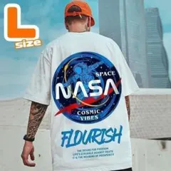 オーバーサイズ　tシャツ　ビッグシルエット　プリント　ストリート　白　L　韓国