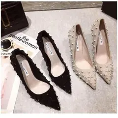 スタースタッズヒール　ブラック　23.5サイズ