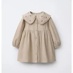 ZARA ベビー 新品 花柄刺繍コーデュロイワンピース 98