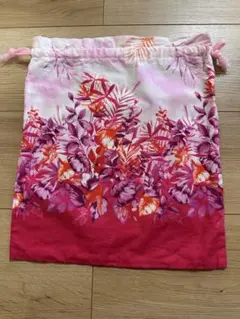 花柄巾着袋 ピンク