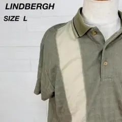 LINDBERGH Lサイズ 半袖 ポロシャツ カーキ 切り替え ニット風 リブのサムネイル