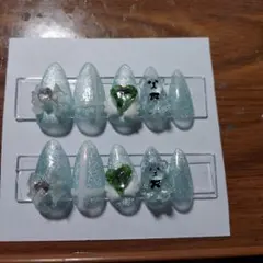 ネイルチップ 推し活 マグネット緑